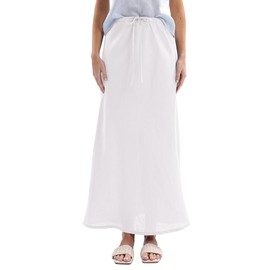 Amazhiyu Linen Womens Skirts, Ladies Summer Pure Linen Maxi Skirt, A Line Linen Skirts for UK White M