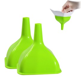 XIFOWE 2PCS Silicone Funnels, 3.94'' Large Opening Reusable Silicone Funnels Set, Space-Saving Flexible for Garage, Lab, Industrial Use, Oil, Detergent, Solvent Transfer Essentials, Easy Clean