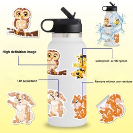 HIN LUNG 100 Pcs Cute Animal Stickers, Kawaii Stickers for Girls Teens Kids, Cute Waterproof Random Vinyl Stickers Decals for Water Bottles Laptop