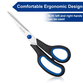 Scissors, BOOMIBOO 8" All Purpose 6 Pack - Comfort-Grip Scissors for Office Desk Accessories Sewing Fabric Home Craft School Supplies, Teacher/Class Supplies, Right/Left Handles