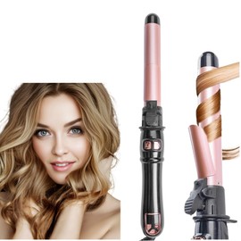 Automatic Curling Wand 28mm/1.1 inch Rotating Curling Iron for Short Long Hair LED Display Professional Waver Hair Fast Heating (Rose Gold)