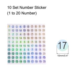 sourcing map Number Stickers 1 to 20 Round Reflective Stickers for Numbers Sorting 10 Sheets x 100 Pieces