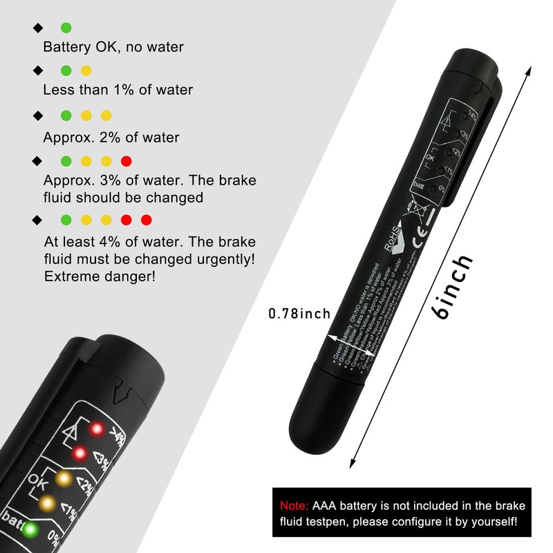 Gasedin Brake Fluid Liquid Tester Pen, DOT 3 DOT 4