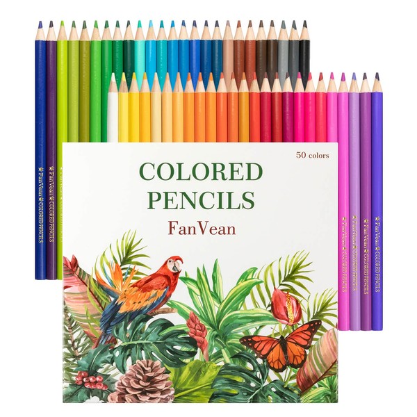 Pencil Crayons: 50 Colored Pencils for Adult Coloring,Soft Core,Crayon de Couleur en Bois and Drawing Art Craft Supplies for Adults,Kids and Beginners