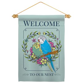 Angeleno Heritage Our Sweet Nest Garden Flag Set Wood Dowel Animals Bird Flamingo Hummingbird Cardinal Peacock Springtime Natural Wildlife House Banner Small Yard Gift Double-Sided, Made in USA