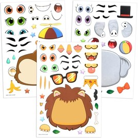 JOYIN - 36 pegatinas de 9 x 6 pulgadas para hacer una cara para niños, haz tus propias pegatinas de animales de safari, recuerdos de fiesta de la selva, manualidades para niños, rellenos para bolsas