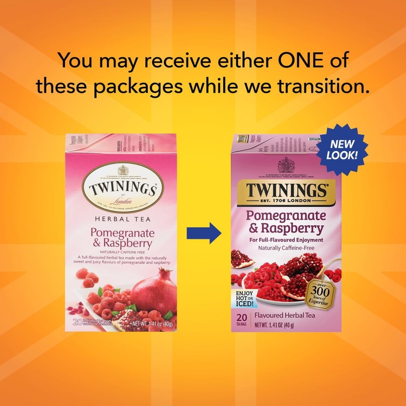 Twinings Pomegranate & Raspberry Tea - Naturally Caffeine-Free Herbal Tea