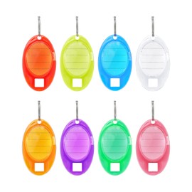 Uniclife Pack of 24 Oval Keychains, Colourful Robust Plastic Keyrings with Lined Paper Labels, Clear Windows and Split Rings, Robust Item Labels, 8 Colours