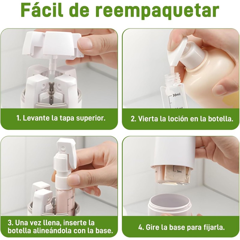 Dispensador de Viaje 4 en 1 – Set 4 Frascos