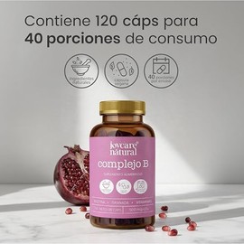 JOYCARE NATURAL Complejo B Suplemento Alimenticio Biotina Granda en Cápsula Vitamina B12 Ingredientes Naturales Vegano | Presentación Individual, 120 Capsulas 500mg Por Envase