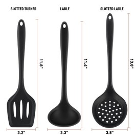 Duxtop Silicone Kitchen Utensils Set, 3 PCS Silicone Cooking Utensils for Non Stick Cookware, Perfect Kitchen Tools with Spatula, Spoon & Colander, Dishwasher Safe