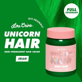 Lime Crime Unicorn Hair – Tinte semipermanente vegano para el cabello, multicolor/fantasía (Jello)