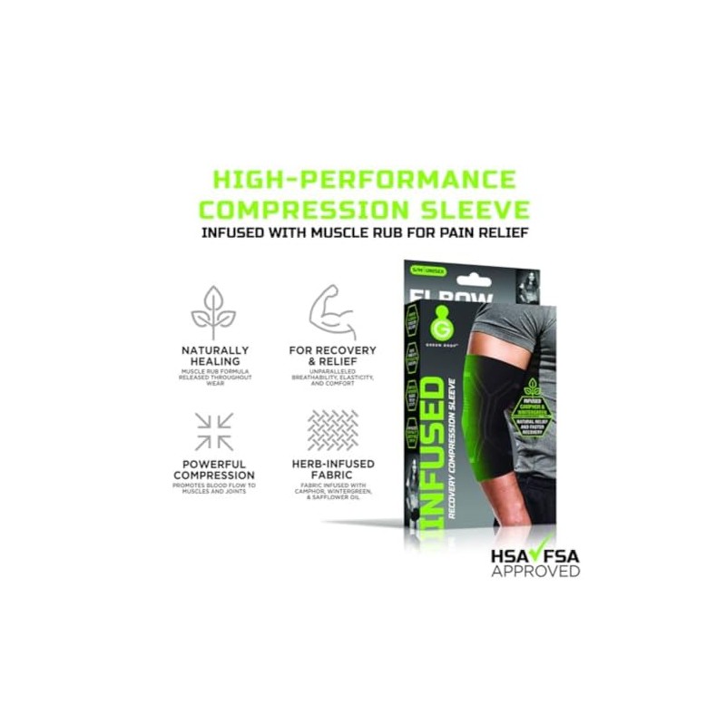 Green Drop Herb-Infused Compression Sleeve for Elbow & Calf Support