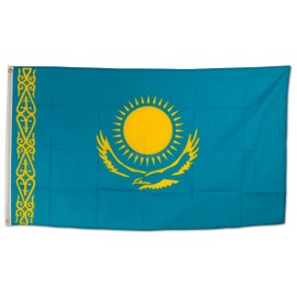 Country Flag, Made of Weatherproof Material, with Metal Eyelets, Outdoor Flag (Kazakhstan), 150 x 90 cm