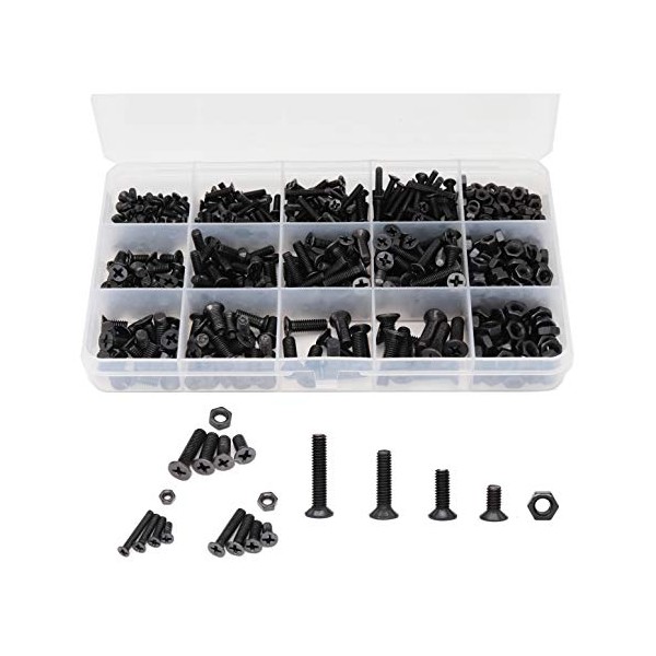 cSeao 570pcs Flat Phillips Countersunk Head M3 M4 M5 Black