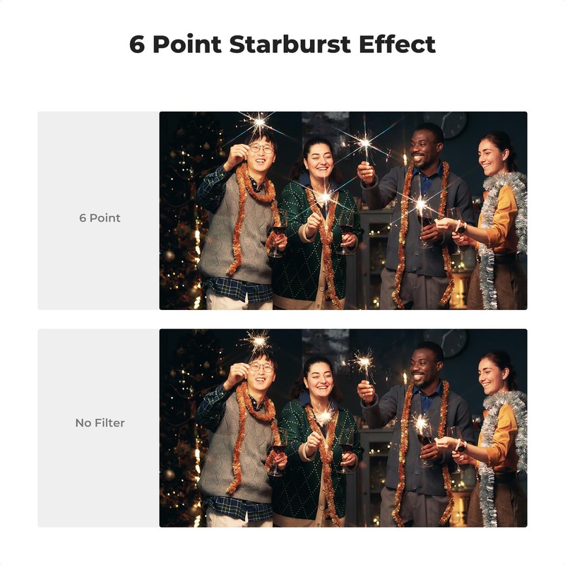 K&F Concept 62mm Star Filter Kit, 4 Points 6 Points