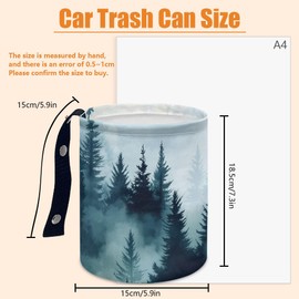 DELORIGIN Mountain Forest Car Trash Can Waterproof Garbage Can Car-Seat Back Hanging Trash Bag Portable Camping Waste Bin Storage Bag Collapsible Rubbish Container for Women Man Car (5.9" W,7.2" H)