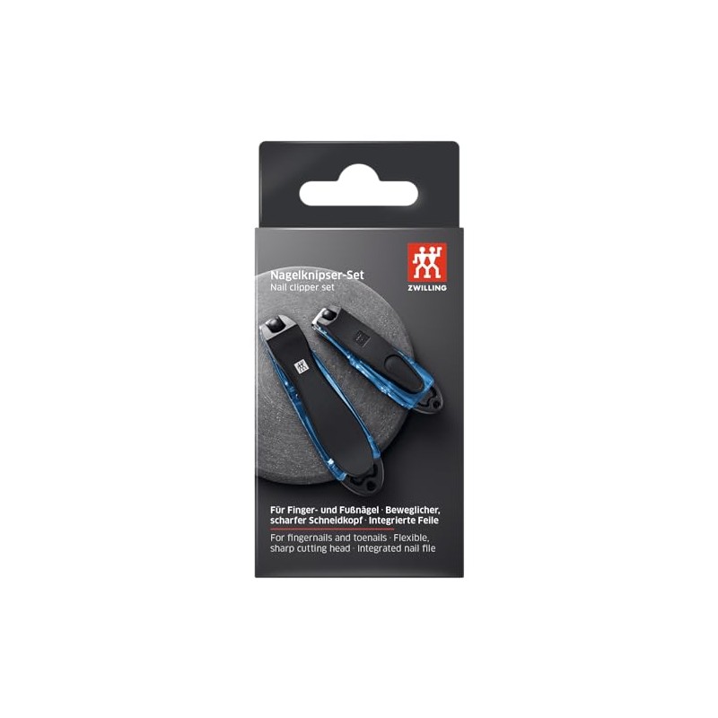 Zwilling Classic Nail Clippers Set, with 2 clipper sizes, blue,