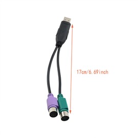 DGZZI PS2 to USB Adapter USB Male to Dual PS/2 Cable Length 20cm Female Adapter Keyboard and Mouse Converter Adapter Adapter Cable Black