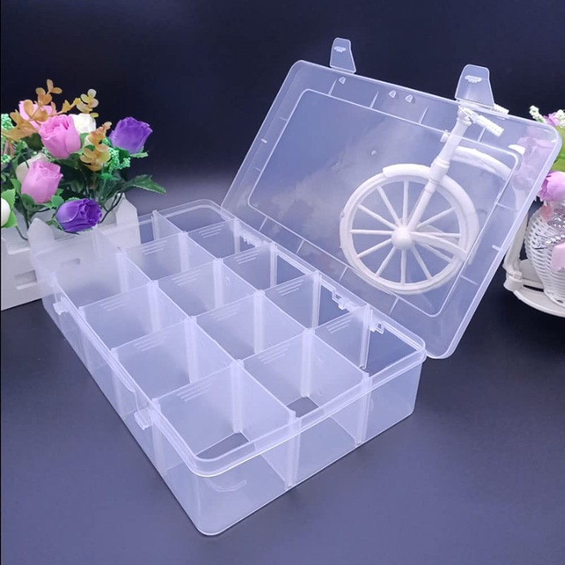HomDSim 15 Large Grids Clear Plastic Organizer Storage Box for