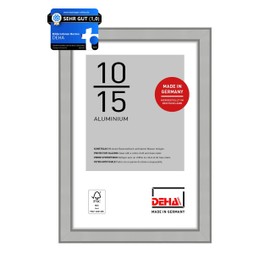 DEHA Design Boston Photo Frame 4x6 Aluminium Matt Silver Photo Frame Portrait & Landscape Shatterproof Glass