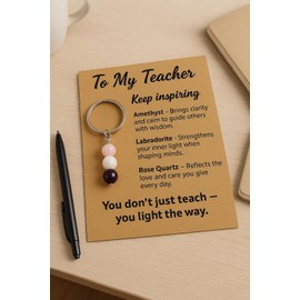 Teacher Gifts For Women, Stone Keychain with Meaningful Message Card for Teachers