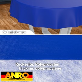 Oilcloth Tablecloth, Washable, Oilcloth, Garden Tablecloth, Outdoor, Indoor, Round, 120 cm, Cut Edge, Blue