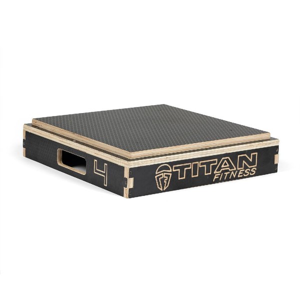 Titan Fitness Anti-Slip 4in Stackable Wooden Plyometric Box, Pro-Duty Plyo