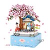 Mini Brick Sakura Music Box with Rotating Display, Sakura Music