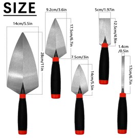 WYXDSDEV Masonry Hand Tool Set, Concrete Tools Set 1 pcs Brick Trowel, 2pcs Pointing Trowel, 1pcs Margin Trowel, 1 pcs Pointing Trowel