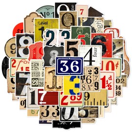Vintage Number Stickers 50 Pieces for Laptop, Bike, Luggage, Graffiti Patches, Guitar Stickers for Skateboard, Luggage, Bicycle Bumper