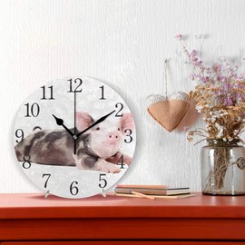 Wall Clock Arabic Numerals Design Cute Wet Shitzu Dog Round Wall Clock for Living Room Bathroom Home Decorative (pattern6)