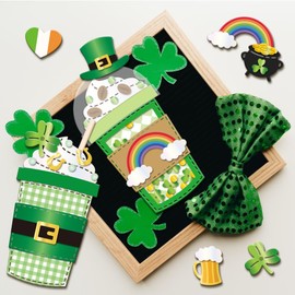 GLOBLELAND St. Cutting Dies for Patrick's Day Coffee Cutting Dies for DIY Scrapbooking Metal Clover Cutting Dies Words "Lucky Charm" for Card Making Embossing Photo Album Craft Decor