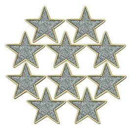 Glitter Star Badge Lapel Pin 10 Pack (Silver)