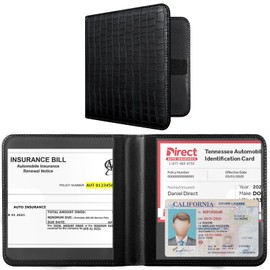 CoBak CoBak Car Registration and Insurance Holder - Small and Lightweight Vehicle Glove Box Car Organizer, Auto Truck Comparment Accessories Case for Essential Document, Driver License (Croco Black)