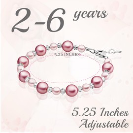 Baby Crystals 925 Sterling Silver Rose Pearl Bracelet for girls, Newborn Baby Bracelets for Infant Girls, Toddler Bracelets and little Girl Jewelry, Gifts for Teenage Girls