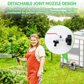 LINSOCLE IBC Tank Outlet Tap 3/4 Inch for 1000L Water Tank - IBC Tap Accessories S60 x 6 Adapter with Spout Extension, Compatible with IBC Container & Rain Barrel