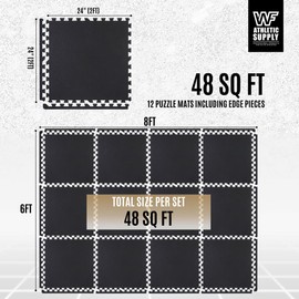 CAPHAUS EVA Foam Floor Tiles with Black Carpet Top, 24 Inch x 24 Inch Carpet Surface Puzzle Mats, Interlocking Foam Carpet Texture Mats, Black 48 SQ FT