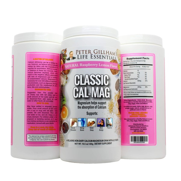 Classic Cal-Mag Powder Raspberry Lemon, Original 2:1 Formula, 16.5oz(60 Servings)