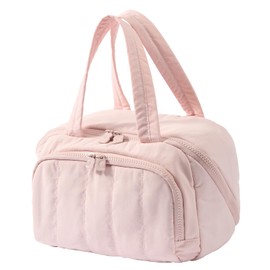 Dr.Cheese Makeup bag, Large Capacity Cosmetic Bag for Women, Portable Wide-open Toiletry Bag, Travel Makeup Bag with TPU Compartments for Accessories, Essentials, Toiletries, Makeup Brush Bag