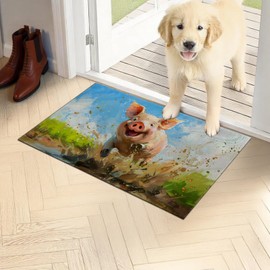 WWUSWYT Funny Pig Doormat 17x29.5 Inch, Cute Piglet Indoor Door Mat, Farm Animal Non-Slip Welcome Rug Gifts for Living Room, Kitchen, Bedroom,Farmhouse Decor