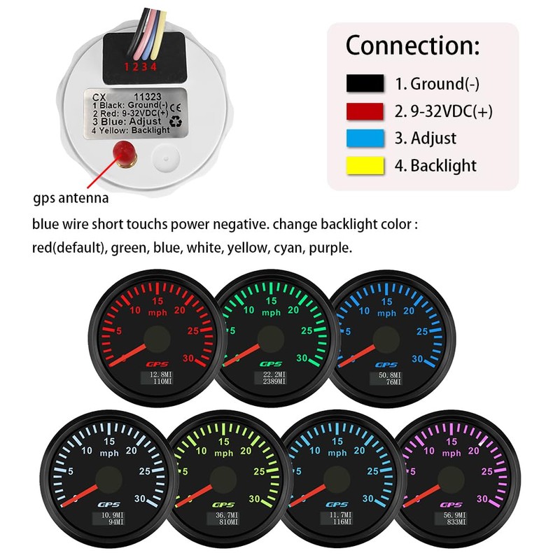 2" 52mm ATV Truck MPH GPS Speedometer Gauge Odometer with