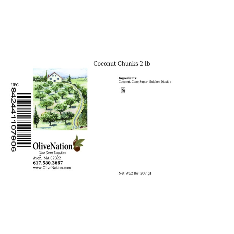 OliveNation Coconut Chunks, Dehydrated Fresh Diced Coconut, Non-GMO, Kosher, Vegan