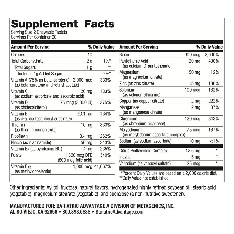 Bariatric Advantage Complete Chewable Multivitamin - 180 Count, Orange