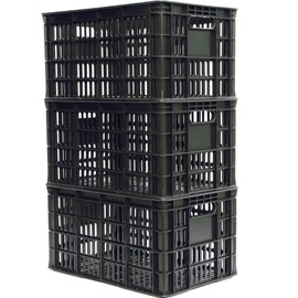 King's Rack 3 Pack Milk Crate 29 Quart 7 Gallon Heavy Duty Plastic Stackable Rectangular Dairy Storage Basket Size 18.5” x 12” x 9.5” Tall
