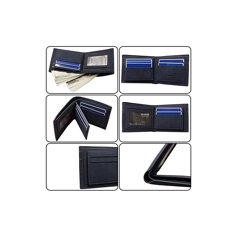 Tarjetero de cuero, Cartera para Hombre RFID Bloqueo Antirrobo |