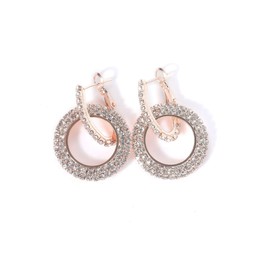 MAIHAO Fashion Rhinestone Double Circle Hoop Earrings for Women Geometric 8 Infinity Round Rings Drop Earrings Party Jewelry Charm (Rose gold)