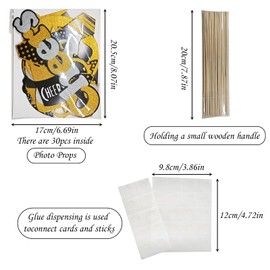 30 Pcs Photo Booth Props, Glitter Party Photo Booth Props or Kid, Birthday Party Photo Prop Mix of Hats, Lipstick, Tie, Crowns for Weddings Graduation Prom New Year Party Supplies(Black and Gold)