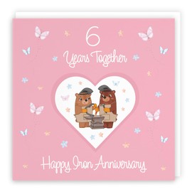 Hunts England - Large 6th Anniversary Card - 6 Years - Iron Anniversary - Romantic Meadows - Fun Card - Sixth Anniversary Card For Couples, Boyfriend, Girlfriend, Husband, Wife, etc. - 210 x 210 mm