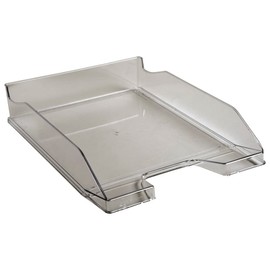 Exacompta - Ref 113227D - Office Letter Tray Combo Midi - 347 x 255 x 65mm in Size, Suitable for A4 Documents, Stackable with Others, Holds Approx. 500 Sheets - Grey Transparent Glossy
